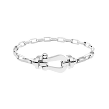 Carica l&#39;immagine nel visualizzatore di Gallery, FRED PARIS FORCE 10 BRACELET WHITE GOLD BUCKLE AND WHITE GOLD LINKS CABLE (L)
