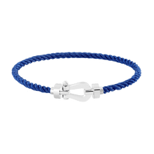 Carica l&#39;immagine nel visualizzatore di Gallery, FRED PARIS FORCE 10 BRACELET WHITE GOLD BUCKLE AND BLUE ROPE CABLE (M)