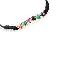 Carica l&#39;immagine nel visualizzatore di Gallery, Tous Glory Bracelet in Gold Vermeil with Gemstones and Black Cord 918591530
