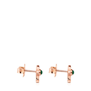 Tous Rose Vermeil Silver Super Power Earrings with Malachite 812403700