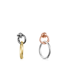 Carica l'immagine nel visualizzatore di Gallery, Tous Short Silver, Gold Vermeil, rose Gold Vermeil and Dark Silver Hold Earrings 812343530