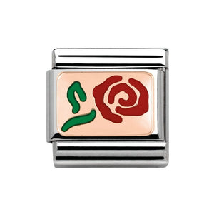 Nomination LINK COMPOSABLE CLASSIC PLACCHE acciaio, smalto e oro 375 Rosa ROSSA 430201/10