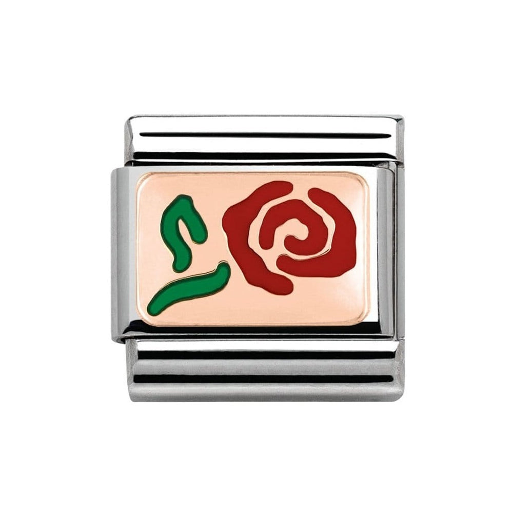 Nomination LINK COMPOSABLE CLASSIC PLACCHE acciaio, smalto e oro 375 Rosa ROSSA 430201/10