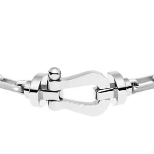 FRED PARIS FORCE 10 BRACELET WHITE GOLD BUCKLE AND WHITE GOLD LINKS CABLE (L)