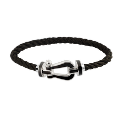 FRED PARIS FORCE 10 BRACELET WHITE GOLD AND BLACK LACQUE (L)