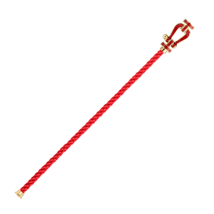 FRED PARIS FORCE 10 BRACELET YELLOW GOLD WITH RED LACQUE BUCKLE AND RED ROPE CABLE (L)