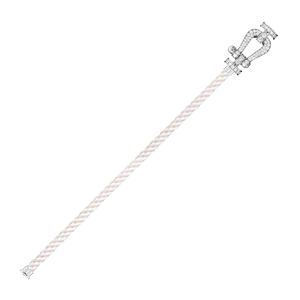 FRED PARIS FORCE 10 BRACELET WHITE GOLD WITH DIAMONDS BUCKLE AND WHITE ROPE CABLE (L)