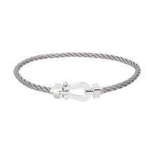 Carica l&#39;immagine nel visualizzatore di Gallery, FRED PARIS FORCE 10 BRACELET WHITE GOLD BUCKLE AND STEEL CABLE (M)