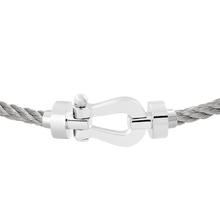 Carica l&#39;immagine nel visualizzatore di Gallery, FRED PARIS FORCE 10 BRACELET WHITE GOLD BUCKLE AND STEEL CABLE (M)