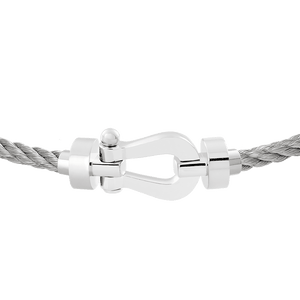 FRED PARIS FORCE 10 BRACELET WHITE GOLD BUCKLE AND STEEL CABLE (M)