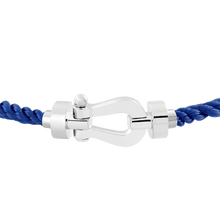 Carica l&#39;immagine nel visualizzatore di Gallery, FRED PARIS FORCE 10 BRACELET WHITE GOLD BUCKLE AND BLUE ROPE CABLE (M)