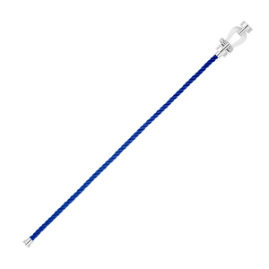 FRED PARIS FORCE 10 BRACELET WHITE GOLD BUCKLE AND BLUE ROPE CABLE (M)