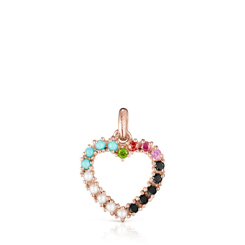 Tous San Valentín heart Pendant in Rose Gold Vermeil with Gemstones 915304520