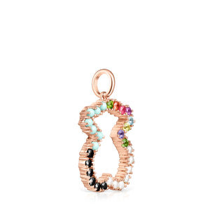 Tous Straight bear Pendant in Rose Gold Vermeil with Gemstones 912724520