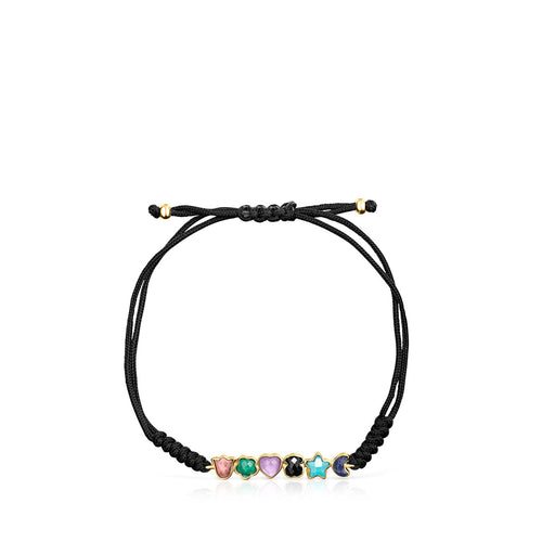Tous Glory Bracelet in Gold Vermeil with Gemstones and Black Cord 918591530