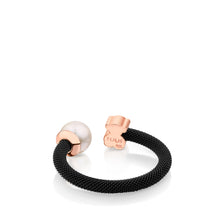 Carica l&#39;immagine nel visualizzatore di Gallery, Tous Steel and Rose Vermeil Silver Icon Mesh Ring with Pearl 613105510