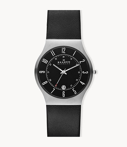 Skagen Grenen Black Leather Watch 233XXLSLB