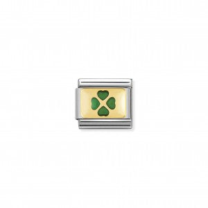 Nomination LINK COMPOSABLE QUADRIFOGLIO VERDE IN ORO 030206/27