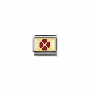 Nomination LINK COMPOSABLE QUADRIFOGLIO ROSSO IN ORO 030205/02