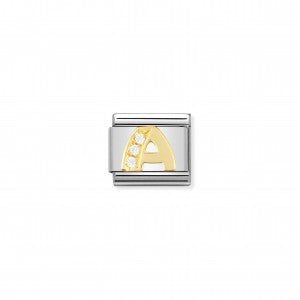 Nomination LINK COMPOSABLE CLASSIC LETTERA A IN ORO E PIETRE 030301/01