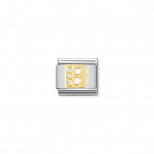 Nomination LINK COMPOSABLE CLASSIC LETTERA B IN ORO E PIETRE 030301/02