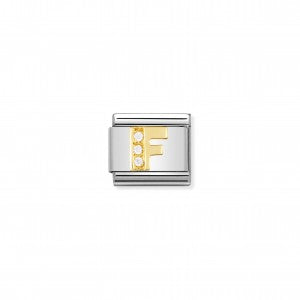 Nomination LINK COMPOSABLE CLASSIC LETTERA F IN ORO E PIETRE 030301/06
