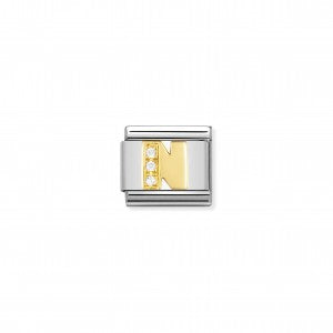 Nomination LINK COMPOSABLE CLASSIC LETTERA N IN ORO E PIETRE 030301/14