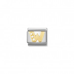 Nomination LINK COMPOSABLE CLASSIC LETTERA W IN ORO E PIETRE 030301/23