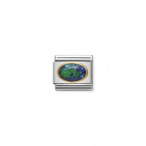 Nomination LINK COMPOSABLE CLASSIC IN ORO CON OPALE VERDE 030502/26