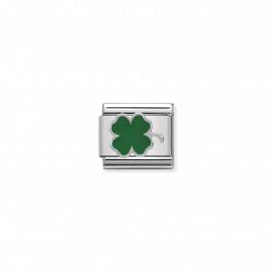 Nomination LINK COMPOSABLE CLASSIC IN ARGENTO QUADRIFOGLIO VERDE 330202/12