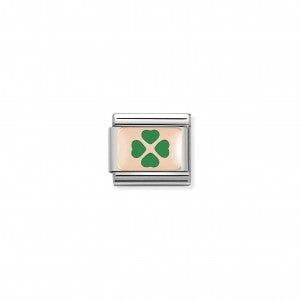 Nomination LINK COMPOSABLE QUADRIFOGLIO VERDE IN ORO 030205/01