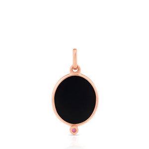 Tous Rose Vermeil Silver Camee Pendant with Onyx and Ruby 712324500