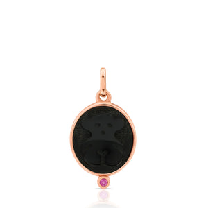 Tous Rose Vermeil Silver Camee Pendant with Onyx and Ruby 712324500