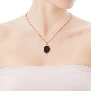 Tous Rose Vermeil Silver Camee Pendant with Onyx and Ruby 712324500