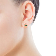 Carica l&#39;immagine nel visualizzatore di Gallery, Tous Rose Vermeil Silver Super Power Earrings with Malachite 812403700