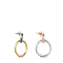 Carica l&#39;immagine nel visualizzatore di Gallery, Tous Short Silver, Gold Vermeil, rose Gold Vermeil and Dark Silver Hold Earrings 812343530