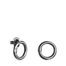 Carica l&#39;immagine nel visualizzatore di Gallery, Tous Small Dark Silver Hold Earrings 812343510