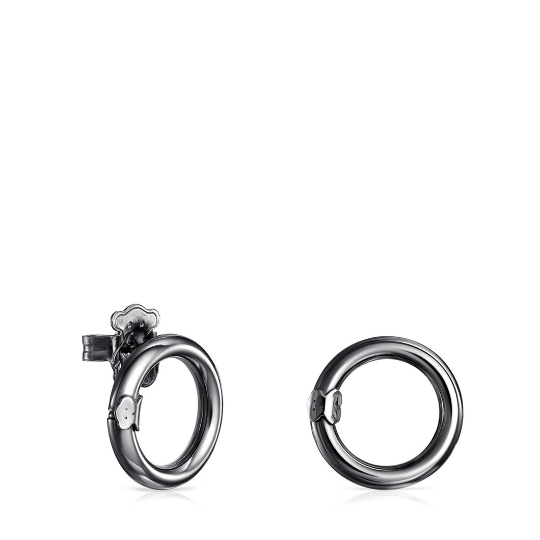 Tous Small Dark Silver Hold Earrings 812343510