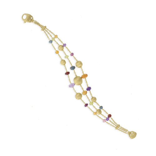 AFRICA GEMSTONE 18K YELLOW GOLD MIXED GEMSTONE THREE STRAND BRACELET BB2266-MIX02