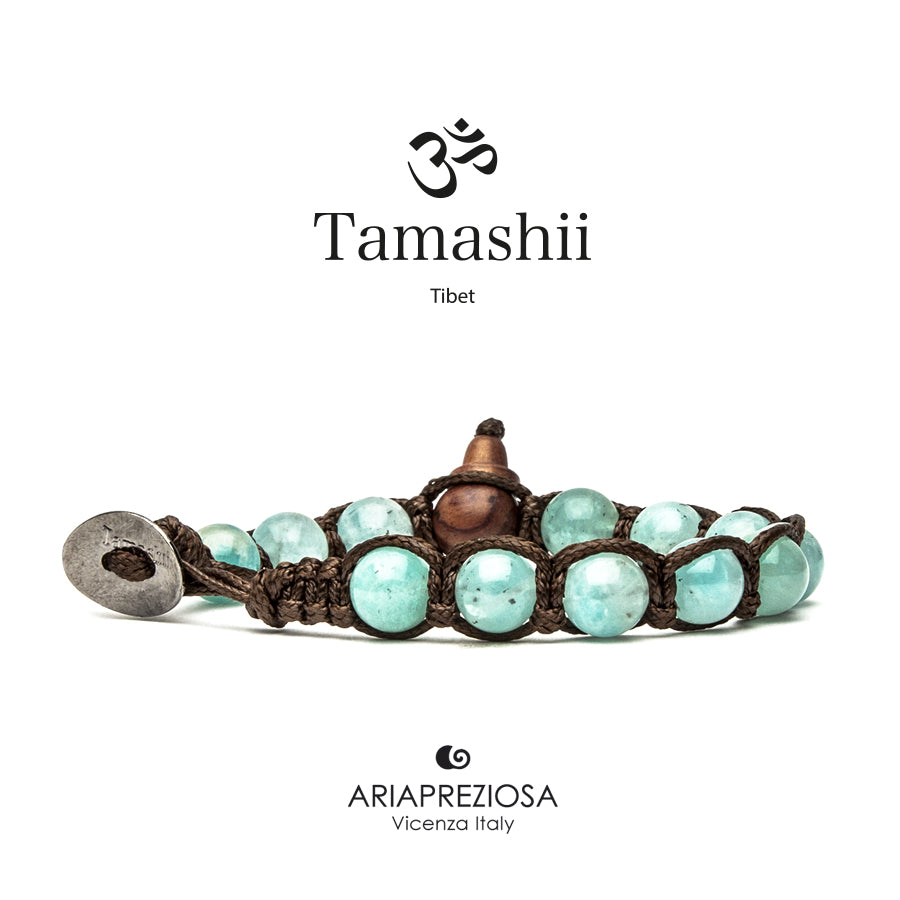 Tamashii Bracciale In Pietra Naturale Amazzonite, 8mm, Unisex, Originale Tibetano Con Certificato Di Garanzia, BHS900-131 - 2
