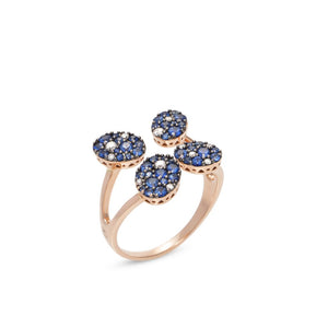 Anello in oro rosa 18 kt con zaffiri e diamanti CA1575ZAWR