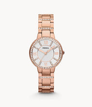 Carica l&#39;immagine nel visualizzatore di Gallery, FOSSIL OROLOGIO IN ACCIAIO INOSSIDABILE ROSATO VIRGINIA ES3284