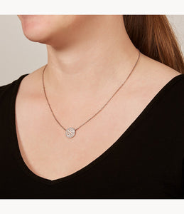 FOSSIL PENDENTE A DISCHETTO TONALITA' ORO ROSA CON MADREPERLA JF01740791