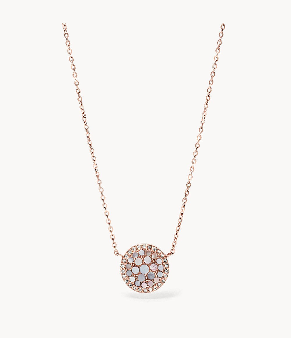 FOSSIL PENDENTE A DISCHETTO TONALITA' ORO ROSA CON MADREPERLA JF01740791