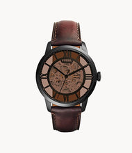 Carica l&#39;immagine nel visualizzatore di Gallery, FOSSIL OROLOGIO AUTOMATICO IN PELLE MARRONE SCURO TOWNSMAN ME3098