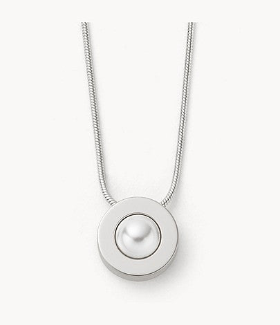 Skagen Agnethe Pearl Silver-Tone Pendant Necklace SKJ0792040