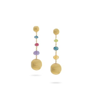 18K Yellow Gold and Multi-Colored Gemstone Drop Earrings OB1625 MIX02