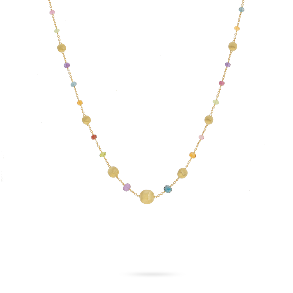 NECKLACE 18K AFRICA YELLOW GOLD WITH MULTICOLORED STONES CB2281-L-MIX02