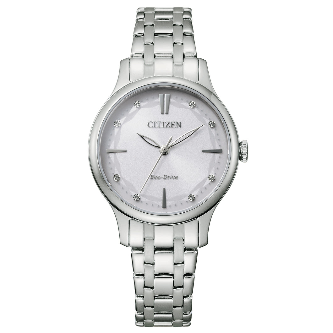 Citizen Lady bracciale in acciaio quadrante bianco EM0890-85A