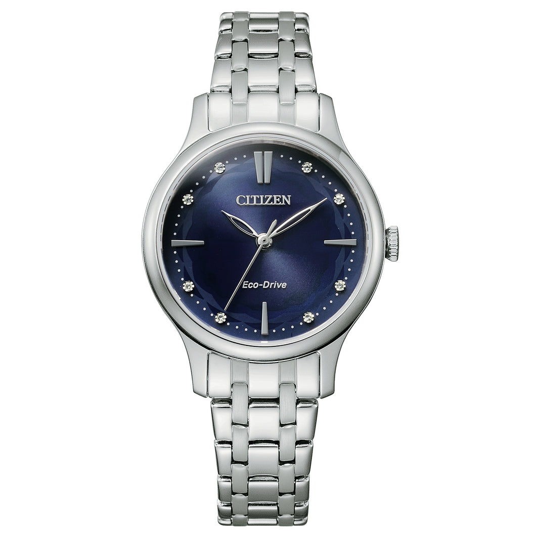 Citizen Lady acciaio e quadrante blu EM0890-85L